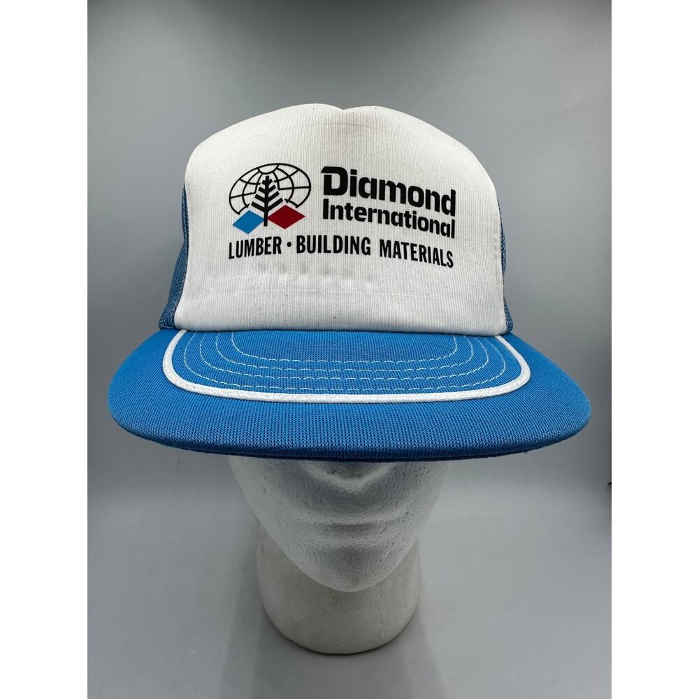 Diamond International Lumber Trucker Hat Blue White Mesh Snapback